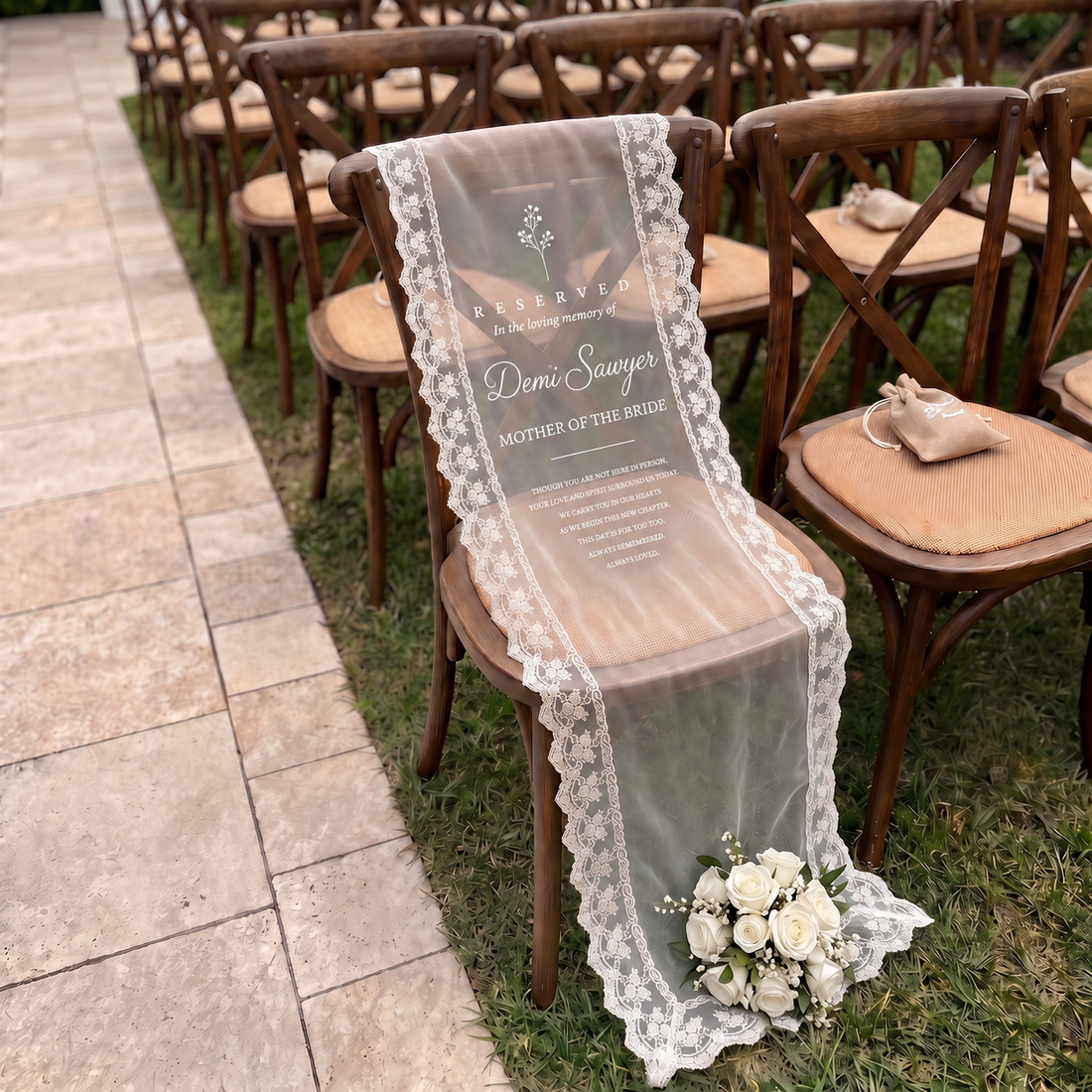 Sheer Lace Memorial Sign