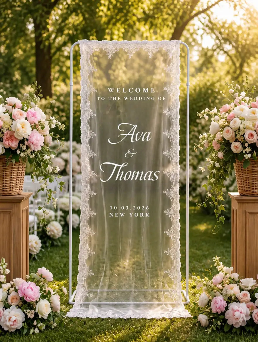 Sheer Lace Welcome Sign