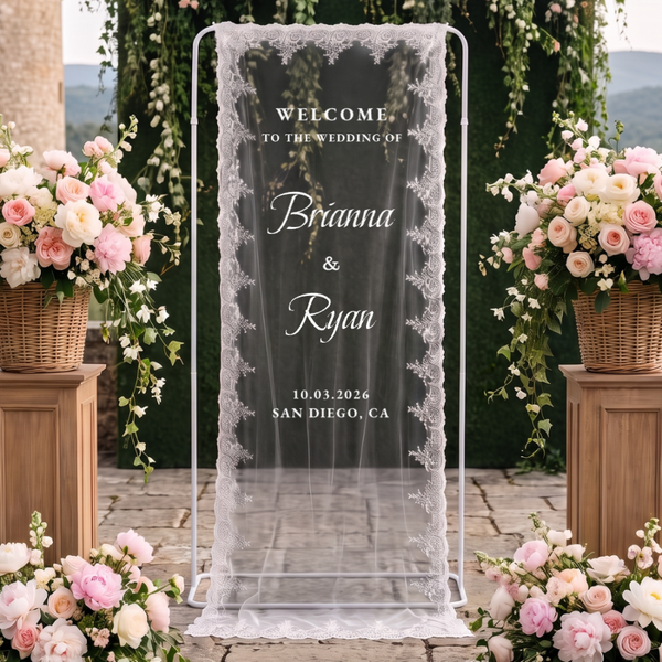 Sheer Lace Welcome Sign