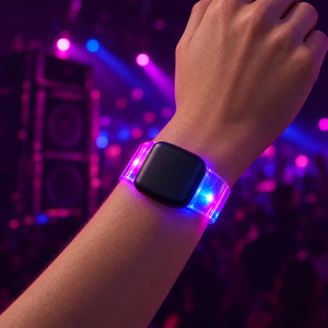 Music sync LED bracelet worn on the wrist, glowing to the music