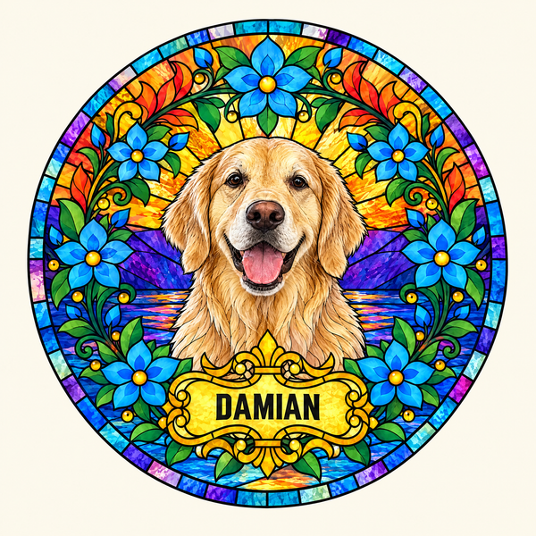 Stained-glass-style pet portrait artwork preview