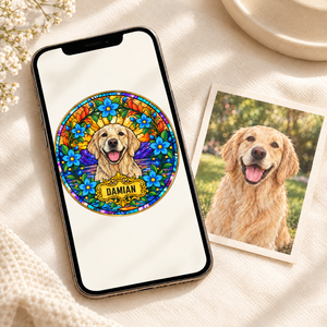 Design preview of the pet suncatcher on a phone